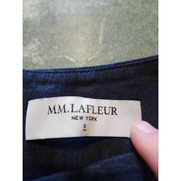 MM  Lafleur Etsuko brushed jacquard  blue/black dress sz 0 - Picture 3 of 5